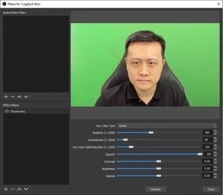 Green screen visible when OBS filter is hidden